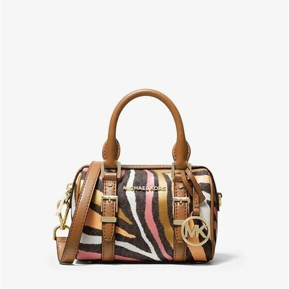 Michael Kors Bedford Legacy Crossbody Small (MINI) Metallic Zebra Logo Duffle - Picture 1 of 10